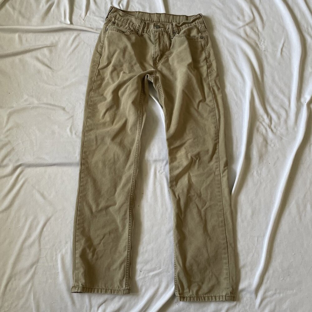 Levis 514 Khaki Straight Fit Jeans W30 L32 Cotton Blend Durable Casual Wear Mens